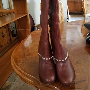 BCBG Wedge Cognac Boots